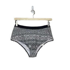 NEW Radio Fiji Bikini Bottoms Black White Print Cheeky Swim Vaca Womens Medium M
